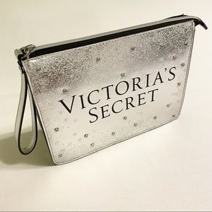 Victoria’s Secret Silver Winter Holiday Makeup Cosmetic Bag